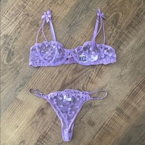 SHEIN Purple Lace Bra and Panty Set